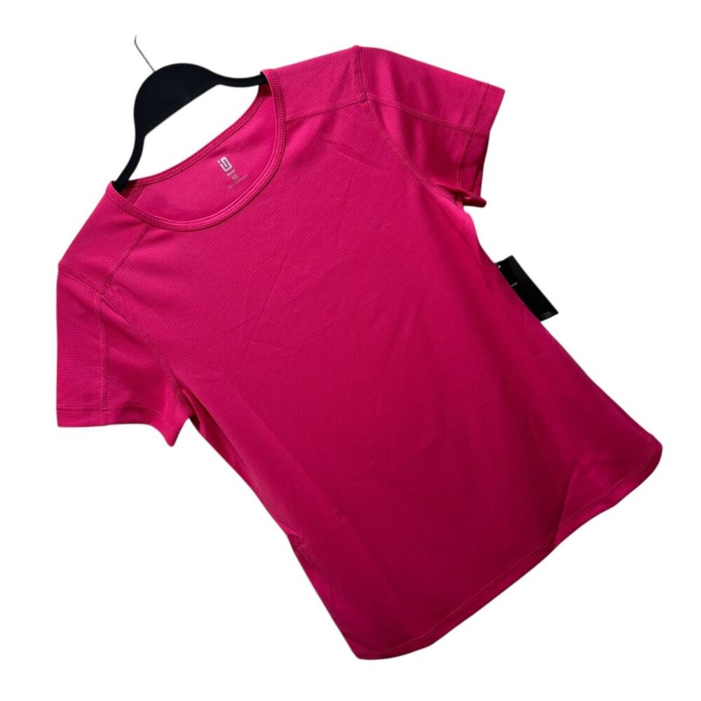 Ideology Womens Size XS Fiery Pink Mesh Athletic Athleisure Wicking T-Shirt NWT - Picture 3 of 6